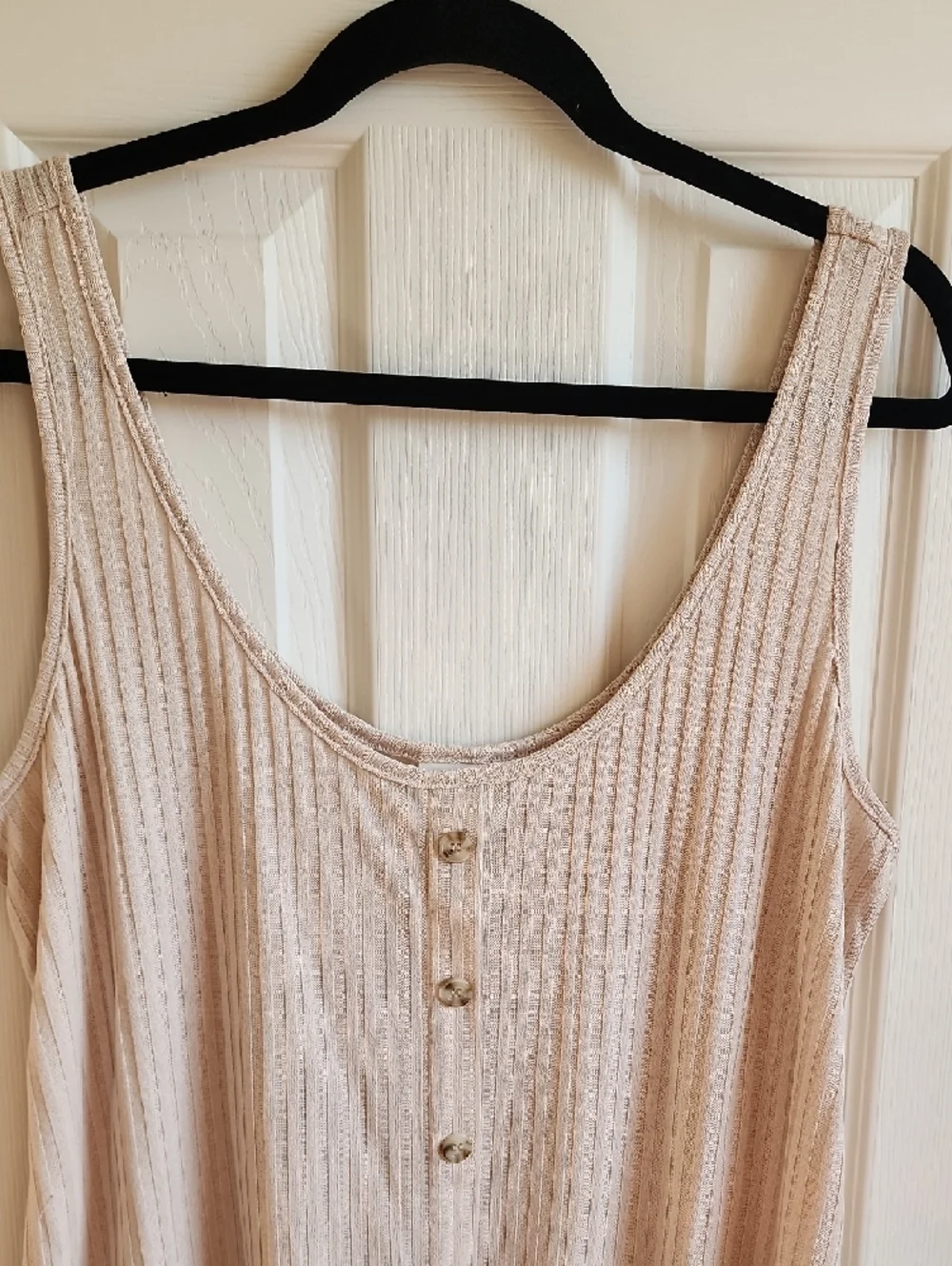 H&M Beige Ribbed Button-Front Tank Top XL - Picture 2 of 5